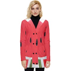 Watermelon Pillow Fluffy Button Up Hooded Coat  by artworkshop