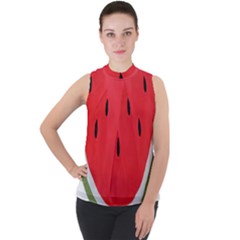 Watermelon Pillow Fluffy Mock Neck Chiffon Sleeveless Top by artworkshop