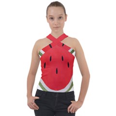 Watermelon Pillow Fluffy Cross Neck Velour Top by artworkshop