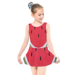 Watermelon Pillow Fluffy Kids  Skater Dress Swimsuit by artworkshop