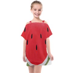 Watermelon Pillow Fluffy Kids  One Piece Chiffon Dress by artworkshop