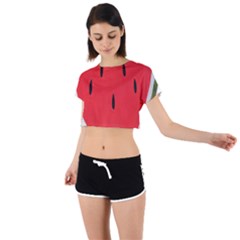 Watermelon Pillow Fluffy Tie Back Short Sleeve Crop Tee by artworkshop