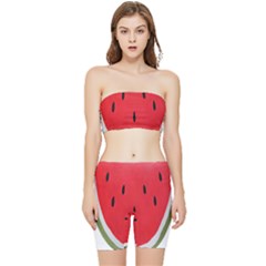 Watermelon Pillow Fluffy Stretch Shorts And Tube Top Set