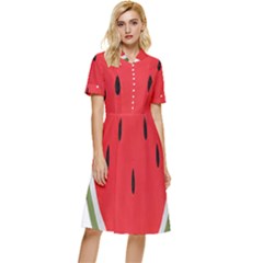 Watermelon Pillow Fluffy Button Top Knee Length Dress by artworkshop