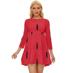 Watermelon Pillow Fluffy Long Sleeve Babydoll Dress by artworkshop