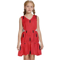 Watermelon Pillow Fluffy Kids  Sleeveless Tiered Mini Dress by artworkshop