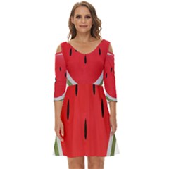 Watermelon Pillow Fluffy Shoulder Cut Out Zip Up Dress by artworkshop