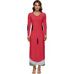 Watermelon Pillow Fluffy Long Sleeve Velour Longline Maxi Dress