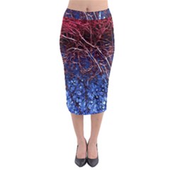 Autumn Fractal Forest Background Midi Pencil Skirt by Amaryn4rt