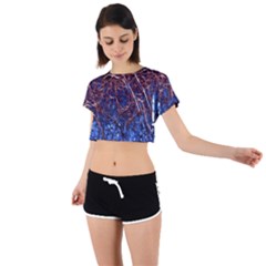 Autumn Fractal Forest Background Tie Back Short Sleeve Crop Tee