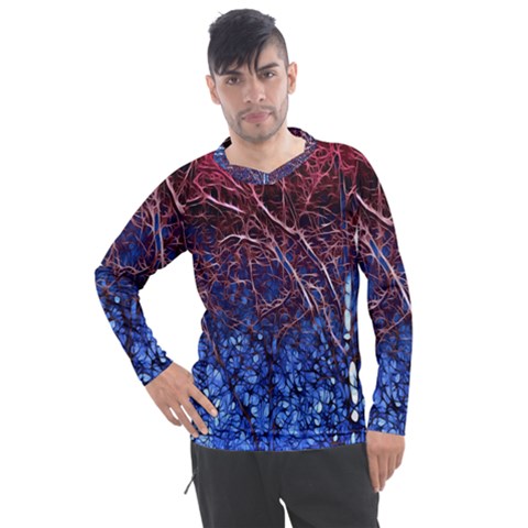 Autumn Fractal Forest Background Men s Pique Long Sleeve Tee by Amaryn4rt