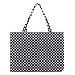 Black And White Checkerboard Background Board Checker Medium Tote Bag by Amaryn4rt