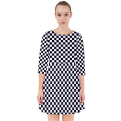 Black And White Checkerboard Background Board Checker Smock Dress