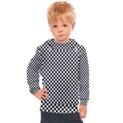 Black And White Checkerboard Background Board Checker Kids  Hooded Pullover by Amaryn4rt