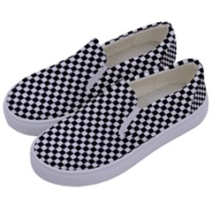 Black And White Checkerboard Background Board Checker Kids  Canvas Slip Ons by Amaryn4rt