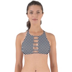 Black And White Checkerboard Background Board Checker Perfectly Cut Out Bikini Top by Amaryn4rt