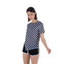 Black And White Checkerboard Background Board Checker Asymmetrical Short Sleeve Sports Tee View2