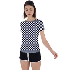 Black And White Checkerboard Background Board Checker Back Circle Cutout Sports Tee by Amaryn4rt