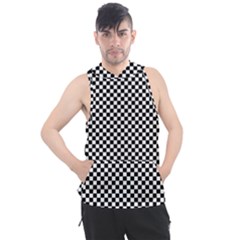 Black And White Checkerboard Background Board Checker Men s Sleeveless Hoodie by Amaryn4rt