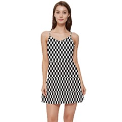 Black And White Checkerboard Background Board Checker Short Frill Dress by Amaryn4rt