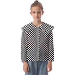 Black And White Checkerboard Background Board Checker Kids  Peter Pan Collar Blouse by Amaryn4rt