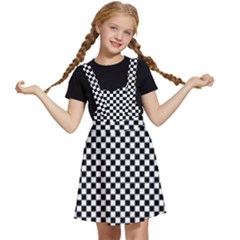 Black And White Checkerboard Background Board Checker Kids  Apron Dress by Amaryn4rt