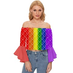 Pride Month Off Shoulder Flutter Bell Sleeve Top