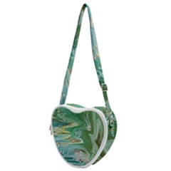 Emerald Patterns Heart Shoulder Bag by kaleidomarblingart