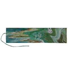 Emerald Patterns Roll Up Canvas Pencil Holder (l) by kaleidomarblingart