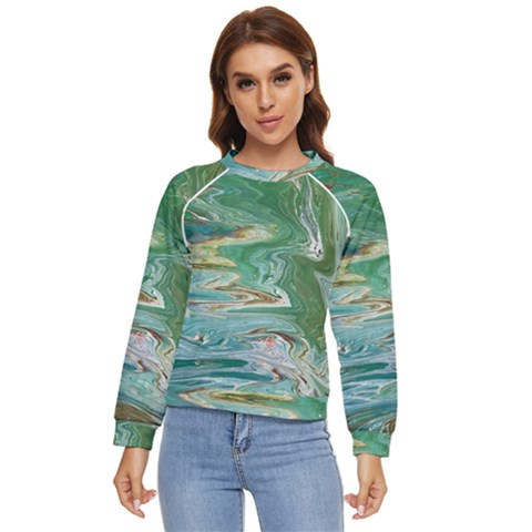 Emerald Patterns Women s Long Sleeve Raglan Tee by kaleidomarblingart