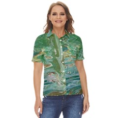 Emerald Patterns Women s Short Sleeve Double Pocket Shirt