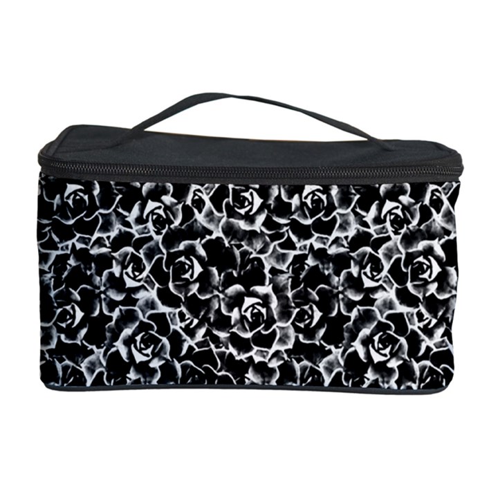 Dark Black And White Floral Pattern Cosmetic Storage