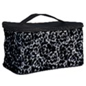 Dark Black And White Floral Pattern Cosmetic Storage View2