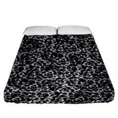 Dark Black And White Floral Pattern Fitted Sheet (queen Size) by dflcprintsclothing