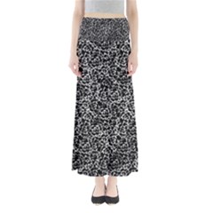 Dark Black And White Floral Pattern Full Length Maxi Skirt by dflcprintsclothing