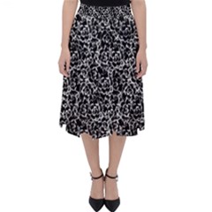 Dark Black And White Floral Pattern Classic Midi Skirt