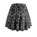 Dark Black And White Floral Pattern Mini Flare Skirt View2