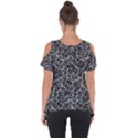 Dark Black And White Floral Pattern Cut Out Side Drop Tee View2