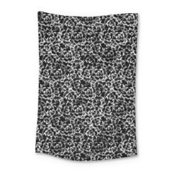 Dark Black And White Floral Pattern Small Tapestry