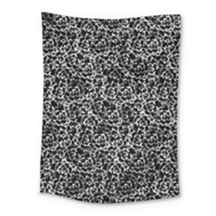 Dark Black And White Floral Pattern Medium Tapestry