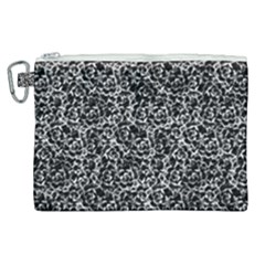 Dark Black And White Floral Pattern Canvas Cosmetic Bag (xl) by dflcprintsclothing