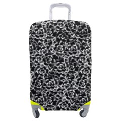 Dark Black And White Floral Pattern Luggage Cover (medium) by dflcprintsclothing