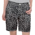 Dark Black And White Floral Pattern Pocket Shorts View1