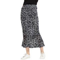 Dark Black And White Floral Pattern Maxi Fishtail Chiffon Skirt by dflcprintsclothing