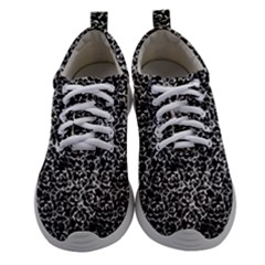 Dark Black And White Floral Pattern Athletic Shoes