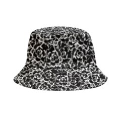 Dark Black And White Floral Pattern Bucket Hat by dflcprintsclothing