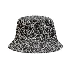 Dark Black And White Floral Pattern Inside Out Bucket Hat by dflcprintsclothing