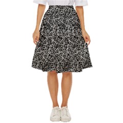 Dark Black And White Floral Pattern Classic Short Skirt by dflcprintsclothing