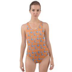 Floral Art Cut-out Back One Piece Swimsuit by Sparkle