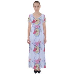 Flamingos High Waist Short Sleeve Maxi Dress by Sparkle